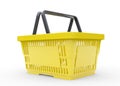Yellow empty shopping basket isolated on white background Royalty Free Stock Photo