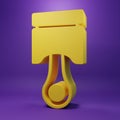 Yellow Engine piston icon isolated on purple background. Car engine piston sign. Minimalism concept. 3D render Royalty Free Stock Photo