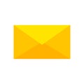 Yellow envelope icon. Correspondence mail. Postage sign. Communication background. Vector illustration. Stock image.