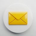 Yellow Envelope Icon on a White Circular Plate email message Royalty Free Stock Photo