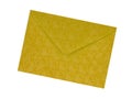 Yellow envelope isolated on white background. Kraft paper with subtle fibers and geometric pattern. Vintage style. Royalty Free Stock Photo