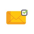 Yellow envelope receiving check mark icon for email validation
