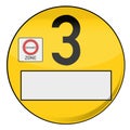 Yellow environmental badge number 3 yellow