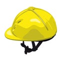 Yellow equestrian riding helmet. Isolated jockey protection on white background.