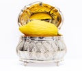 Yellow etrog for Sukkot With a silver box