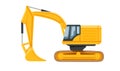 Yellow Excavator heavy industrial machine vector illustration isolated on white background Royalty Free Stock Photo