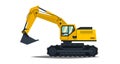 Yellow excavator. Isolated on white background. Special equipment. Construction machinery. Vector illustration. Royalty Free Stock Photo
