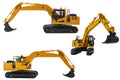 Yellow excavator loaders model