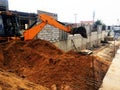 Yellow Excavator machine on construction Site Royalty Free Stock Photo