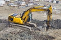 Yellow excavator machine Royalty Free Stock Photo