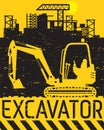 Yellow excavator work on construction site Royalty Free Stock Photo