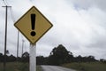 Yellow exclamation caution sign or warning symbol print screen on road sign for notification error and caution to prevent Royalty Free Stock Photo