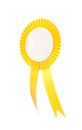 Yellow fabric award ribbon isolated on white Royalty Free Stock Photo