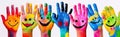smile paint hand artist colorful fun art concept finger child. Generative AI.