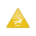 Yellow Fall danger sign, simple vector icon