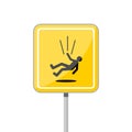 Yellow Fall danger sign, simple vector icon