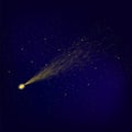 Yellow Falling Star. Meteor Shower. Royalty Free Stock Photo