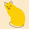 Yellow, fancy cat, kitty. Vector illustration in flat cartoon style