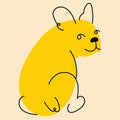 Yellow, fancy dog, puppy. Vector illustration in flat cartoon style