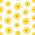 Yellow fancy flowers seamless pattern vector illustration in simple flat style