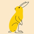 Yellow, fancy rebbit, bunny. Vector illustration in flat cartoon style