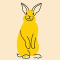 Yellow, fancy rebbit, bunny. Vector illustration in flat cartoon style