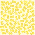 Yellow farfalle pattern Italian pasta. Vector