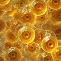 Yellow fat, like obesity cells, under the microscope, Generative AI Royalty Free Stock Photo