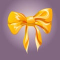 Yellow festive bow, ribbon. Vector