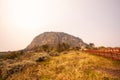 Beyond the sea Mountain. jeju Sanbangsan in south korea.