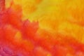 Yellow fiery orange red purple abstract watercolor. Color gradient, ombre, mix. Art colorful background.