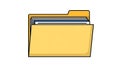 Yellow File Folder with Documents Icon Royalty Free Stock Photo