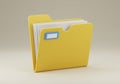 Yellow File Folder with Documents Standing Upright Royalty Free Stock Photo