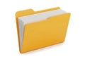 Yellow file folder filled with documents 3d render illustration Royalty Free Stock Photo