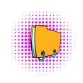 Yellow file folder icon, comics style Royalty Free Stock Photo