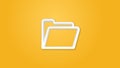 Yellow file folder realistic icon. 3d line vector illustration. Top view