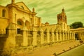 Yellow filtered frame of the Cathedral of Santa Maria la Menor in the Colonial Zone of Santo Domingo in sunny autumn day Royalty Free Stock Photo