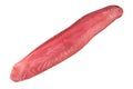 Yellow fin tuna steak isolated on white background. Fresh rare tuna steak isolated on white. Raw yellowfin tuna fillet texture. Royalty Free Stock Photo