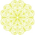 Yellow fine work. Openwork lines of the mandala.