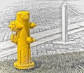 Yellow fire hydrant on Black and white background Royalty Free Stock Photo