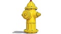 Yellow Fire Hydrant with Red Cap on White Background, Fire Safety Equipment Royalty Free Stock Photo