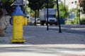 Yellow fire hydrant on the roadside Royalty Free Stock Photo