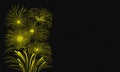 Yellow Fireworks Burst on Black Background celebration Royalty Free Stock Photo