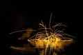 Yellow fireworks on the Fiastra lake Royalty Free Stock Photo