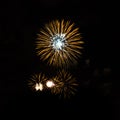 Beautiful Yellow fireworks isolated on black background Royalty Free Stock Photo
