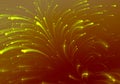 Yellow Christmas fireworks like comet tailed stars background. Royalty Free Stock Photo