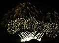 Yellow fireworks at Vilnius fireworks festival. Holidays concept.Fireworks in Lithuania. Colorful display