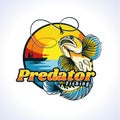 Yellow fish predator fishing style logo