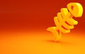 Yellow Fish skeleton icon isolated on orange background. Fish bone sign. Minimalism concept. 3d illustration 3D render