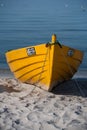 Yellow fisherman`s boat at the beach Royalty Free Stock Photo